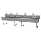 image of Advance Tabco FS-WM-100-F 100" Wall Mounted Multi-Station Hand Sink with Faucet - 14 gauge