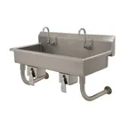 image of Advance Tabco FS-WM-40KV 40" Wall Mounted Multi-Station Hand Sink without Faucet-Knee Valves/14 g