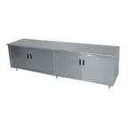 image of Advance Tabco HB-SS-368M 96" Cabinet Base Hinged Doors Work Table with Mid-Shelf & 4 Doors