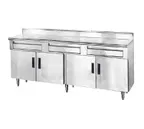 image of Advance Tabco HDRC-307 84" Cabinet Base Hinged Doors Work Table with 3 Drawers & 4 Doors