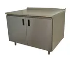 image of Advance Tabco HF-SS-247 84" Cabinet Base Hinged Doors Work Table with Mid-Shelf & 4 Doors