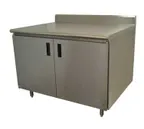 image of Advance Tabco HK-SS-369M 108" Cabinet Base Hinged Doors Work Table with Mid-Shelf & 4 Doors