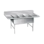 image of Advance Tabco K7-3-3024-24RL 138" Three Compartment Sink, 30"W x 24"L Bowl With 2 Drainboards