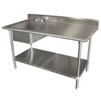 image of Advance Tabco KLAG-11B-306L-X 72" Prep Table Sink Unit, Bowl on Left with Faucet - 16 Gauge