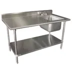 image of Advance Tabco KLAG-11B-306R-X 72" Prep Table Sink Unit, Bowl on Right with Faucet - 16 Gauge