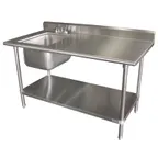 image of Advance Tabco KLAG-11B-304L 48" Prep Table Sink Unit, Bowl on Left with Faucet - 16 Gauge