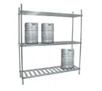 image of Advance Tabco KR-80 80" Aluminum Keg Rack with 8 Kegs Capacity and 3 Shelves
