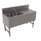 image of Advance Tabco PRB-19-32L 36" Underbar Sink Units, 2 Compartment with Right Drainboard
