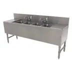 image of Advance Tabco PRB-19-74C 84" Underbar Sink Units, 4 Compartment with 2 Drainboards