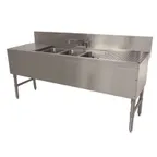 image of Advance Tabco PRB-24-53C 60" Underbar Sink Units, 3 Compartment with 2 Drainboards