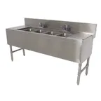 image of Advance Tabco PRB-24-74C 84" Underbar Sink Units, 4 Compartment with 2 Drainboards