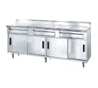 image of Advance Tabco SDRC-307 Cabinet Base Sliding Door Work Table with Drawer, 84"W X 30"D / Backsplash