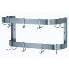 image of Advance Tabco SW-48-EC-X 48" Stainless Steel Double Bar Wall Mounted Pot Rack w/ 12 Double Prong Hooks