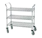 image of Advance Tabco WUC-1842P Chrome 3 Shelf Wire Utility Cart w/ Poly Casters - 42" x 18"