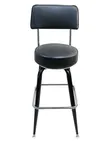 image of AAA Furniture Wholesale 104-24 BACK Bar Stool, 24" Height, Upholstered Seat & Back, Black Metal Frame Vinyl