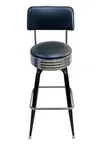 image of AAA Furniture Wholesale 104-24/BACK/BAND Bar Stool – Metal Frame, Upholstered Black Back, Chrome Footring