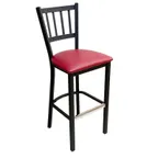 image of AAA Furniture Wholesale 309BS GR4-BLK Bar Stool – Slat Back, Upholstered Seat, Matte Black Metal Frame, UPH