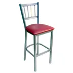 image of AAA Furniture Wholesale 309BS GR4-SLV BarStool, Slat Back, UpholsteredSeat, Silver Frame Footrest COM/Grade4 UPH