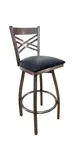 image of AAA Furniture Wholesale 310BS/CC - SWIVEL BVS Bar Stool, Black Vinyl Seat, Metal Criss-Cross Back, Quick Ship