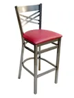 image of AAA Furniture 310BS/CLEAR COAT GR4 Barstool – Criss Cross Back, Upholstered Seat, Grade 4 Vinyl, Metal Frame
