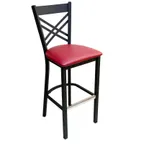 image of AAA Furniture Wholesale 310BS GR4 Bar Stool – Criss‑Cross Metal Back, Upholstered Seat, Matte Black, COM/Grade 4