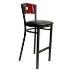 image of AAA Furniture Wholesale 315BS/CIRCLE BVS Bar Stool – Wood Cut-Out Back, Seat, Metal Frame, Footrest, Vinyl