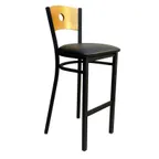 image of AAA Furniture Wholesale 315BS/CIRCLE GR4 Bar Stool – Wood Cut‑Out Back, Seat, Black Metal Frame, 4UPH