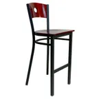 image of AAA Furniture Wholesale 315BS/CIRCLE WS Bar Stool – Cut‑Out Back, Wood Saddle Seat, Metal Frame, Fast Ship