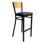 image of AAA Furniture Wholesale 315BS/STAR GR4 Bar Stool – Wood Cutout Back Upholstered Seat Black Metal Frame 4 UPH