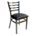 image of AAA Furniture Wholesale 316/CLEAR COAT BVS Indoor Side Chair with Ladder Back and Upholstered Seat, Black