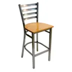 image of AAA Furniture Wholesale 316BS/CLEAR COAT WS - Ladder Back Bar Stool, Seat, Metal Frame, Clear Coat, Footrest