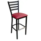 image of AAA Furniture Wholesale 316BS GR4 Bar Stool, Ladder Back, Upholstered Seat, Matte Black Metal Frame, Grade 4