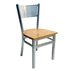 image of AAA Furniture Wholesale 317 WS-SLV Side Chair, Mesh Back, Wood Seat, Silver Metal Frame