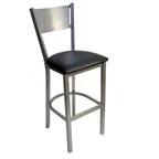 image of AAA Furniture Wholesale 317BS BVS-SLV Bar Stool – Mesh Back, Black Vinyl Seat, Silver Metal Frame, Footrest