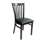 image of AAA Furniture Wholesale 327 BVS Indoor Side Chair with 5-Slat Back and Upholstered Seat, Black
