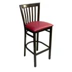 image of AAA Furniture Wholesale 327BS GR4 Bar Stool – 5‑Slat Metal Back, Upholstered Seat, Brown Finish, COM/Grade 4