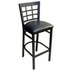 image of AAA Furniture Wholesale 328BS BVS Bar Stool – Metal Grid Back, Black Vinyl Seat, Matte Black Frame, Armless
