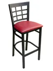 image of AAA Furniture Wholesale 328BS GR5 Bar Stool – Black Matte Metal Frame, Upholstered, Window Pane Back, Grade 5