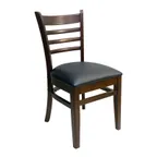 image of AAA Furniture Wholesale 411A BVS Indoor Side Chair with Flared Ladder Back and Upholstered Seat, Black