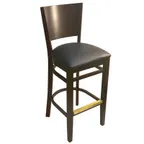 image of AAA Furniture Wholesale 428BS-WN GR4 Bar Stool – Walnut Wood Back, Upholstered Seat, Gold Footrest, COM/Grade4