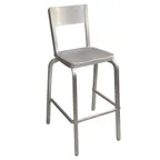 image of AAA Furniture Wholesale 804BS Aluminum Outdoor Bar Stool with Metal Back & Seat, Brushed Finish, Footrest