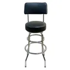 image of AAA Furniture Wholesale DRB/BACK Bar Stool - Upholstered Back & Seat, Chrome Frame, Double Footring, AAA Vinyl