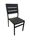 image of AAA Furniture Wholesale FB-09 Outdoor Side Chair, Walnut Teakwood Back & Seat, Black Aluminum Frame