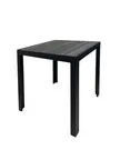 image of AAA Furniture Wholesale FB-WN3030BH 30x30 Square Teakwood Simulation Outdoor Table, 42H Walnut Finish, Aluminum Border