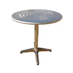 image of AAA Furniture Wholesale TTS2705R Round 27.5" Outdoor Table, Aluminum Base, Sand Blasted Steel Top, Silver Finish