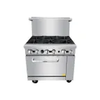image of Atosa USA AGR-6B-LP 36" LP Gas Restaurant Range w/ (6) Open Burners & (1) Oven, 219.000 BTU