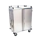 image of Alluserv ST2DPT1T18 Stainless Steel 18 Tray Pass-Thru Meal Delivery Cart w/ 2 Compartments
