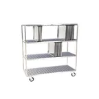 image of Alluserv TDR Mobile Tray Drying Rack with 120 Capacity and 3 Tiers, 40 Slots Per Shelf, Aluminum 