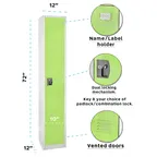 image of Alpine Industries ADI629-201-GRN Green Large Storage Locker 1 Door 2 Shelves and 2 Hooks