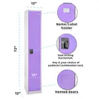 image of Alpine Industries ADI629-201-PUR Steel Purple 1 Tier Storage Locker - 72"H x 15"W